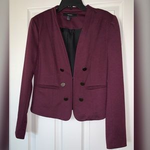 Maroon Collarless Blazer